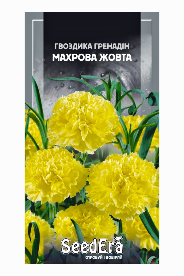 Насіння квітів Гвоздика Гренадін Махрова Жовта, 0.2 г, Seedera | Семена цветов Гвоздика Гренадин Махровая Желтая, 0.2 г, Seedera