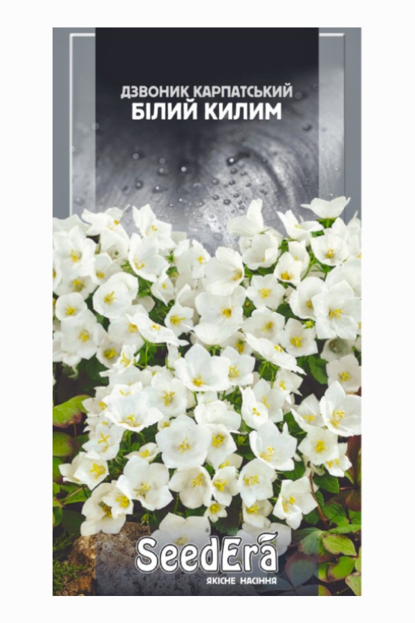 Насіння квітів Дзвіночок Карпатський Білий Килим, 0.1 г, Seedera | Семена цветов Колокольчик Карпатский Белый Ковер, 0.1 г, Seedera