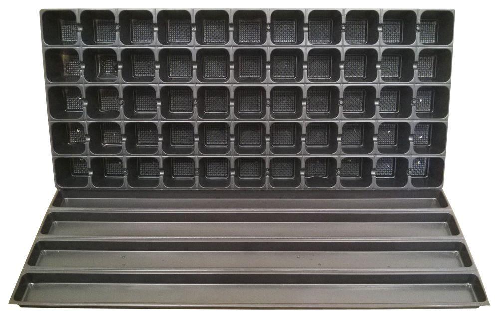 Seedling tray with a 55-cell tray