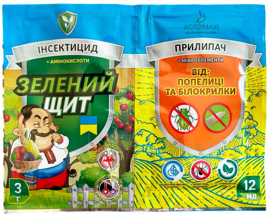 Зелений щит від попелиці та білокрилки 3 г + Прилипач 10 мл
